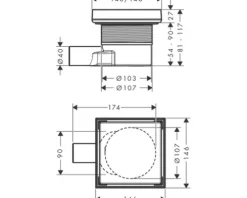 Punktablauf hansgrohe RainDrain Point 150/150 edelsathl gebürstet rückseitig befliesbar 56249800
