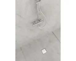 Punktablauf hansgrohe RainDrain Brilliance 150/150 edelstahl gebürstet rückseitig befliesbar 56251800