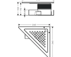 Punktablauf hansgrohe RainDrain Corner 240/240 edelstahl gebürstet 56252800