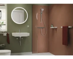Punktablauf hansgrohe RainDrain Point 100/100 edelsathl gebürstet rückseitig befliesbar 56247800
