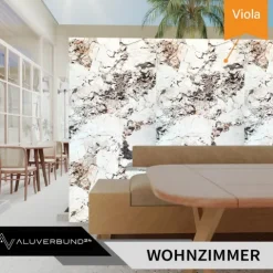 PVC Wandpaneel Duschrückwand Viola in Marmor-Optik Hochglanz - 122x244cm