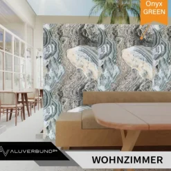 PVC Wandpaneel Duschrückwand Onyx-Green in Marmor-Optik Hochglanz - 122x244cm