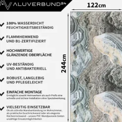 PVC Wandpaneel Duschrückwand Onyx-Green in Marmor-Optik Hochglanz - 122x244cm