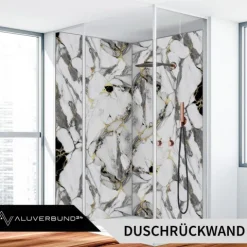 PVC Wandpaneel Duschrückwand Onyx-Gold in Marmor-Optik Hochglanz -122x244cm