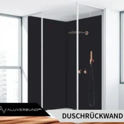 PVC Wandpaneel Duschrückwand Industrial-Black in Natursteinoptik Matt Strukturiert - 122x244cm