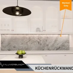 PVC Wandpaneel Duschrückwand Marmori Grey in Marmor-Optik Hochglanz - 122x244cm