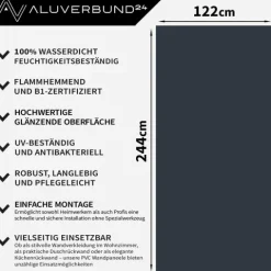 PVC Wandpaneel Duschrückwand Metallic Grey Hochglanz - 122x244cm