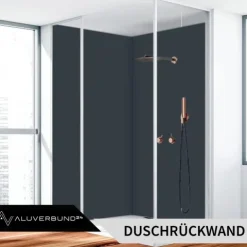 PVC Wandpaneel Duschrückwand Metallic Grey Hochglanz - 122x244cm