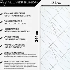 PVC Wandpaneel Duschrückwand Sahara-White in Marmor-Optik Hochglanz - 122x244cm