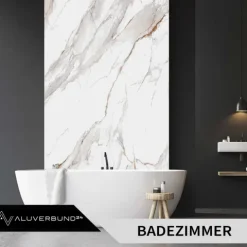 PVC Wandpaneel Duschrückwand Soft-Calakatta in Marmor-Optik Hochglanz - 122x244cm
