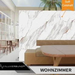 PVC Wandpaneel Duschrückwand Soft-Calakatta in Marmor-Optik Hochglanz - 122x244cm