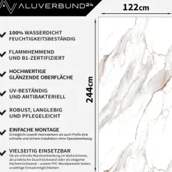 PVC Wandpaneel Duschrückwand Soft-Calakatta in Marmor-Optik Hochglanz - 122x244cm
