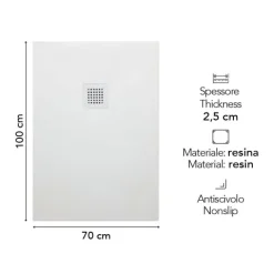 Rechteckige Duschwanne in Steinoptik 70x100 aus Mineralguss | Muse