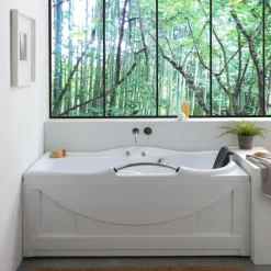 Rechteckige weiße Einbaubadewanne mit Whirlpool, Version rechts | Diletta