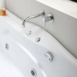 Rechteckige weiße Einbaubadewanne mit Whirlpool, Version rechts | Diletta