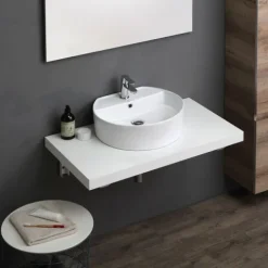 Regal für Unterwaschbecken 90 cm in Weißem Holz | Valentina