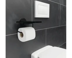 REIKA Toilettenpapierhalter SAKU mit Ablage schwarz matt glänzend