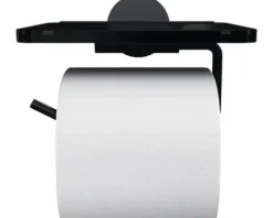 REIKA Toilettenpapierhalter SAKU mit Ablage schwarz matt glänzend