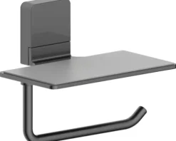 REIKA Toilettenpapierhalter mit Ablage Ovaro magnetisch schwarz matt ohne Montageplatte