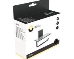 REIKA Toilettenpapierhalter mit Ablage Ovaro magnetisch schwarz matt ohne Montageplatte