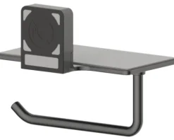 REIKA Toilettenpapierhalter mit Ablage Ovaro magnetisch schwarz matt ohne Montageplatte