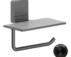 REIKA Toilettenpapierhalter mit Ablage Ovaro magnetisch schwarz matt ohne Montageplatte