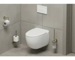 REIKA WC-Bürstengarnitur SAKU WC-Bürstenkopf aus Silikon gold gebürstet