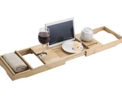 REIKA Badewannenablage Bambus verstellbar von 74,5 - 108,5 cm