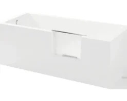 REIKA Comfort Badewanne mit Tür rechts TOKAI Montage in linke Ecke 170 x 75 cm mit Frontschürze und einer Seitenschürze weiß