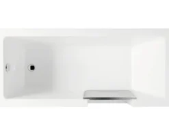 REIKA Comfort Badewanne mit Tür rechts TOKAI Montage in linke Ecke 170 x 75 cm mit Frontschürze und einer Seitenschürze weiß