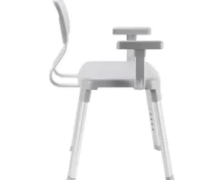 REIKA Comfort Duschstuhl SENDAI höhenverstellbar 560 - 670 mm mit Armlehnen grau/Aluminium matt