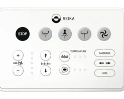 REIKA Premium Dusch-WC-Sitz SANO weiß mit Fernbedienung für Duravit DuraStyle, Grohe Bau, Grohe Euro, Laufen Val, Ideal Standard Connect, Ideal Standard i.life A, Jungborn Two, Cersanit Larga