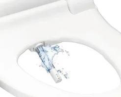 REIKA Premium Dusch-WC-Sitz SANO weiß mit Fernbedienung für Duravit DuraStyle, Grohe Bau, Grohe Euro, Laufen Val, Ideal Standard Connect, Ideal Standard i.life A, Jungborn Two, Cersanit Larga