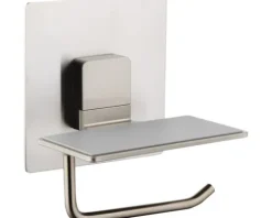 REIKA Toilettenpapierhalter Ovaro mit Ablage magnetisch edelstahl matt ohne Montageplatte