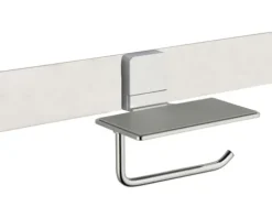 REIKA Toilettenpapierhalter Ovaro mit Ablage magnetisch verchromt ohne Montageplatte