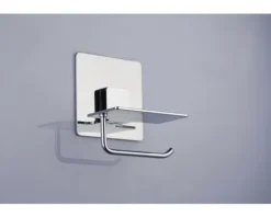 REIKA Toilettenpapierhalter Ovaro mit Ablage magnetisch verchromt ohne Montageplatte