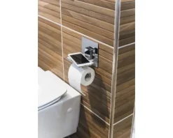 REIKA Toilettenpapierhalter Ovaro mit Ablage magnetisch verchromt ohne Montageplatte