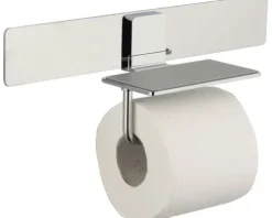REIKA Toilettenpapierhalter Ovaro mit Ablage magnetisch verchromt ohne Montageplatte