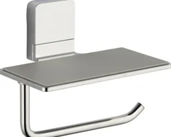 REIKA Toilettenpapierhalter Ovaro mit Ablage magnetisch verchromt ohne Montageplatte