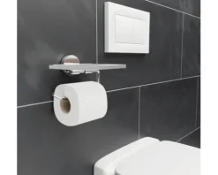 REIKA Toilettenpapierhalter SAKU mit Ablage chrom glänzend