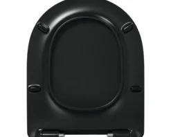 REIKA WC-Sitz MITO schwarz matt Scharniere edelstahl mit Absenkautomatik und Quick&Clean für Jungborn Donella, Jungborn Two, Laufen Pro, Villeroy & Boch O.novo