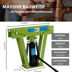 Rohrbiegemaschine hydraulisch 12t Presskraft 6 Matritzen 90° Biegewinkel Rohrbieger Rohrbiegegerät