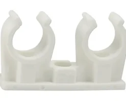 Rohrclip doppelt 15 mm weiß