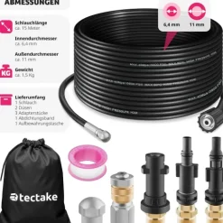 Rohrreinigungsschlauch-Set tectake 8-teilig, in 2 Größen inkl. Aufbewahrungsbeutel