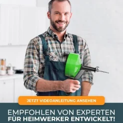 Rohrreinigungsspirale [7,5M] - mit Bohraufsatz - Ideale Abflussspirale für eine umweltfreundliche Rohrreinigung - Die stabile Rohrspirale für echte Heimwerker! (7,5M - 0,64CM)