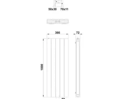 Rotheigner Designheizkörper PANEL 1000 x 366 mm weiß Anschluss Mittig unten