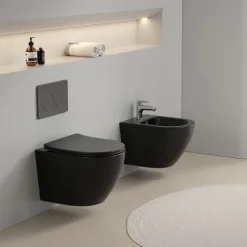 Rundes Hänge-Bidet in mattschwarzer Ausführung | Folk