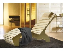 Sauna Wellness-Komfortliege Weka 163,5x64x93,5 cm aus Holz ergonomisch inkl. Saunatuch