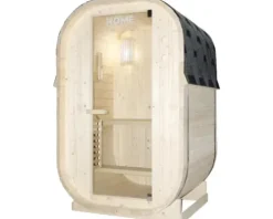 Saunahaus Home Deluxe Cube S inkl. 3,6 kW Ofen und integrierter Steuerung mit Ganzglastüre aus Klarglas