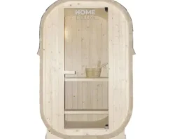 Saunahaus Home Deluxe Cube S inkl. 3,6 kW Ofen und integrierter Steuerung mit Ganzglastüre aus Klarglas